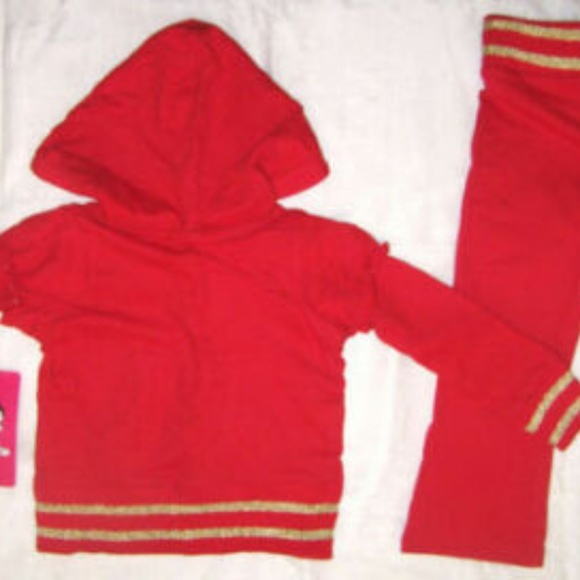 Gorgeous Rare Betty Boop 2 Pc Red Hooded Fashion Fun Sweatsuit Set - Picture 6 of 7